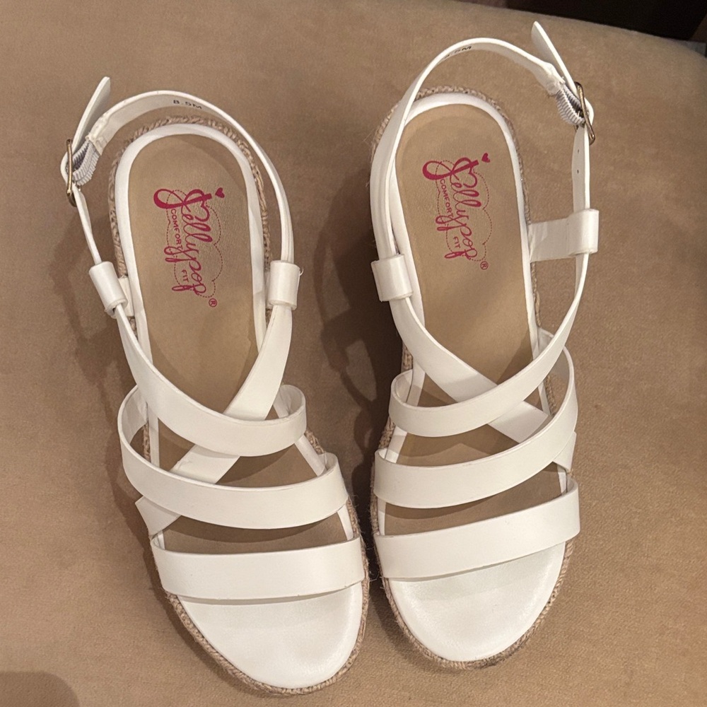 Jellypop White Strappy Women's Wedge Sandals